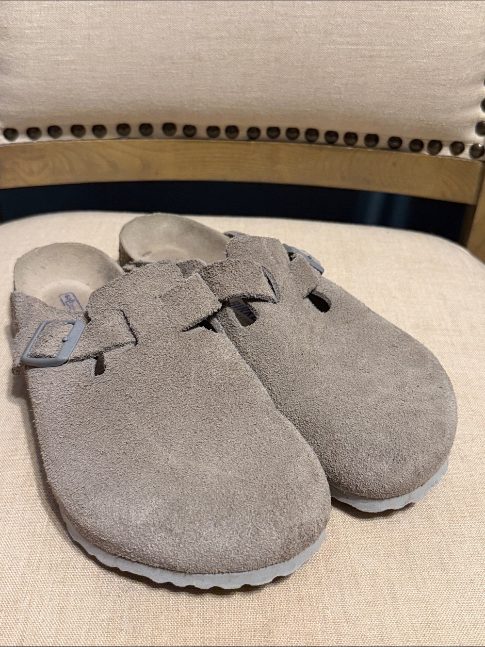 Birkenstock Grey Suede Slip-On Clogs EU Size 40